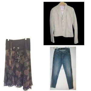 3x NEW - Size 2 Lot - Jeans Skirt & BANANA REPUBLIC Wool/Silk Blazer